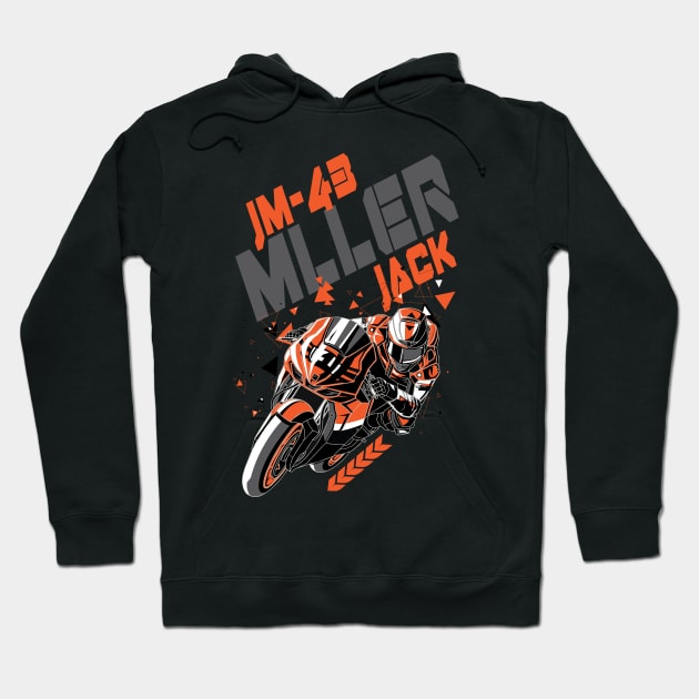 Jack Miller 43 Superbike Motorcycle Racer MotoGP Hoodie by CGD